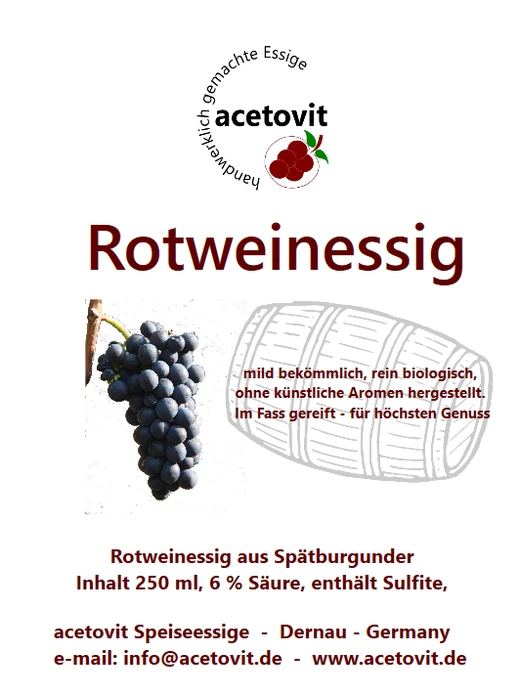 Etikett Rotweinessig